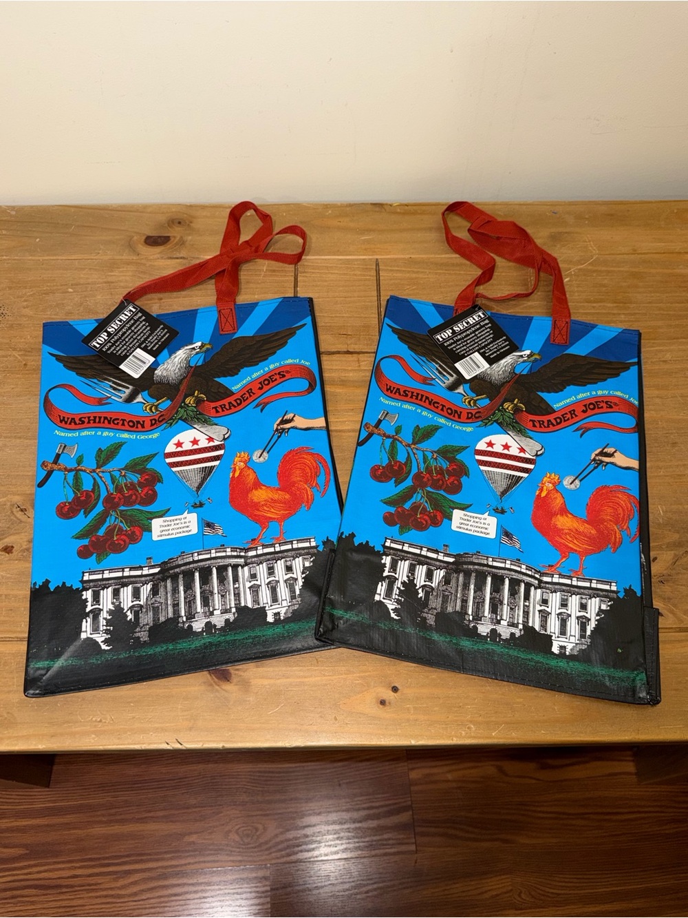 NWT Set of 2 Trader Joe’s Washington DC Reusable Grocery Shopping Tote Bags